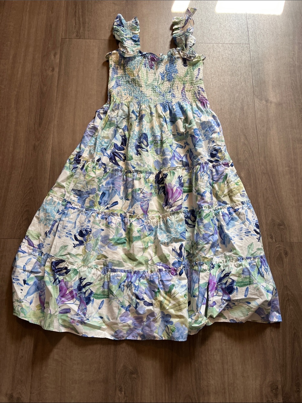 Philosophy Floral Tiered Sundress in Blue, Purple & Green